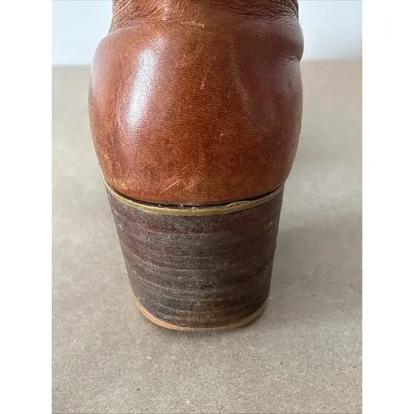 Vtg 1970s Bort Carleton Leather Campus Boots Whiskey Tan Sz 7.5 Made In USA